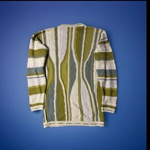 Bergati Coogi Style Multi Color 3D Chunky Cable Knit Sweater L Vintage 90s